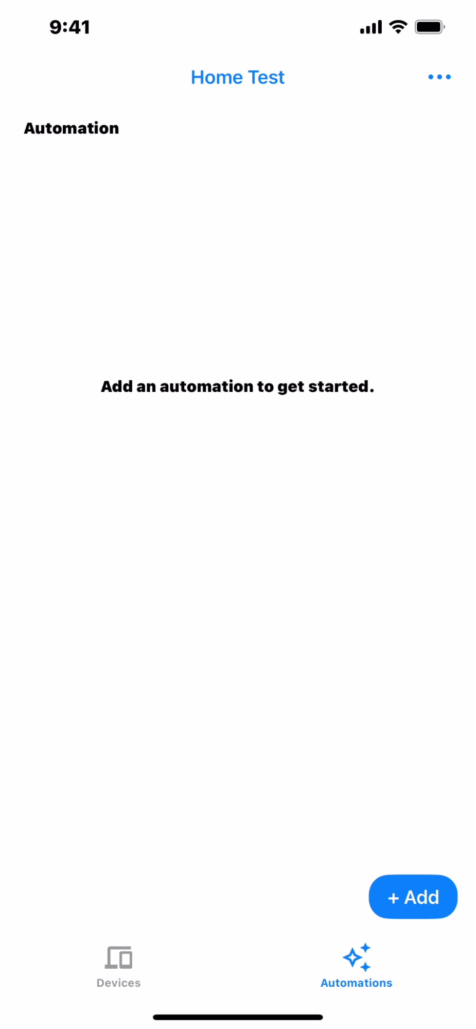 แท็บการทำงานอัตโนมัติของแอปตัวอย่าง Home iOS API