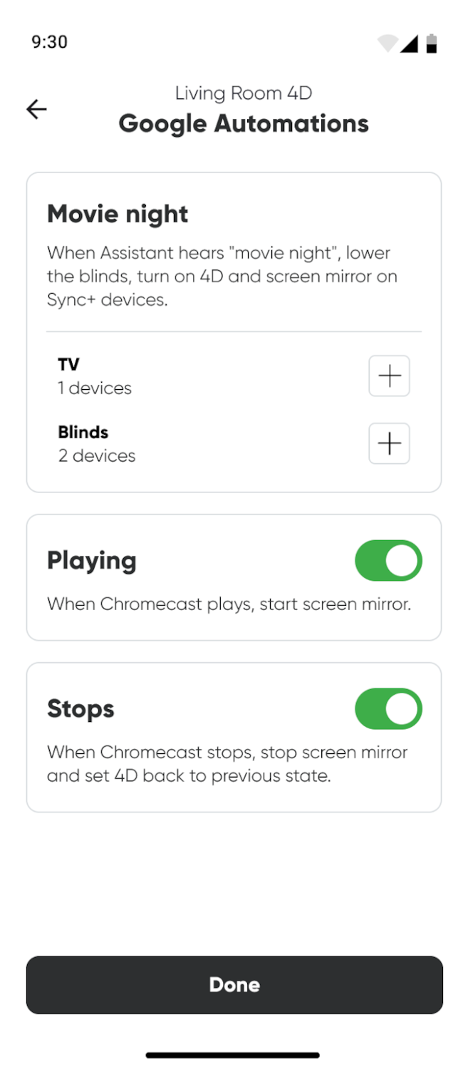 Nanoleaf 4D app screens