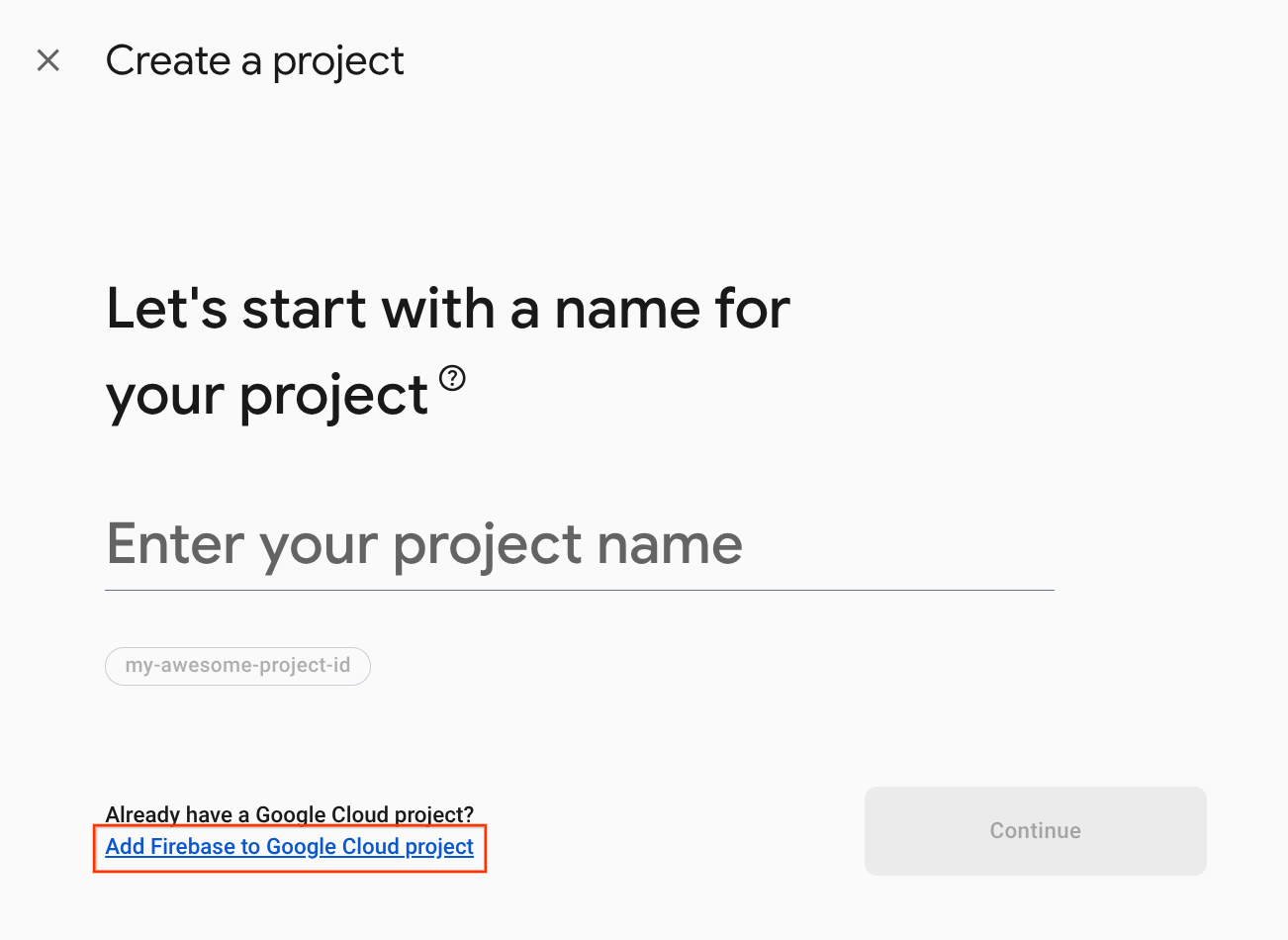 Google ক্লাউড প্রকল্পে Firebase যোগ করুন