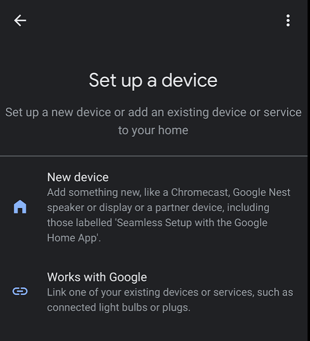 Page &quot;Configurer un appareil&quot; dans l&#39;application Google Home