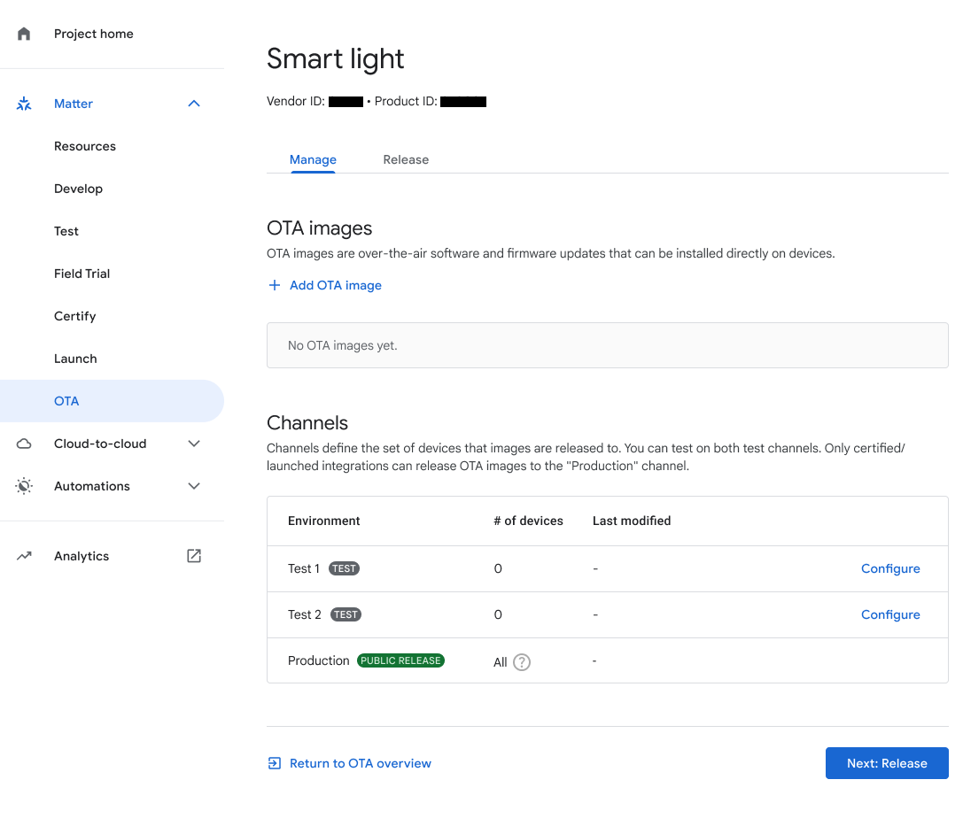 OTA channels in the Home console