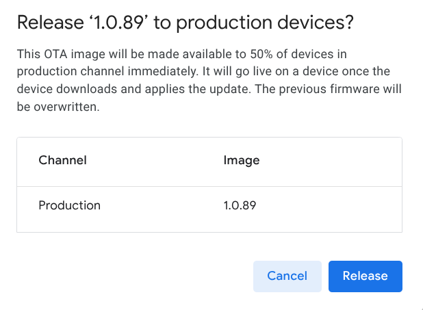 Confirming the production release.