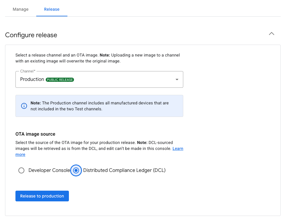 בחירת מקור התמונה של גרסת הייצור.