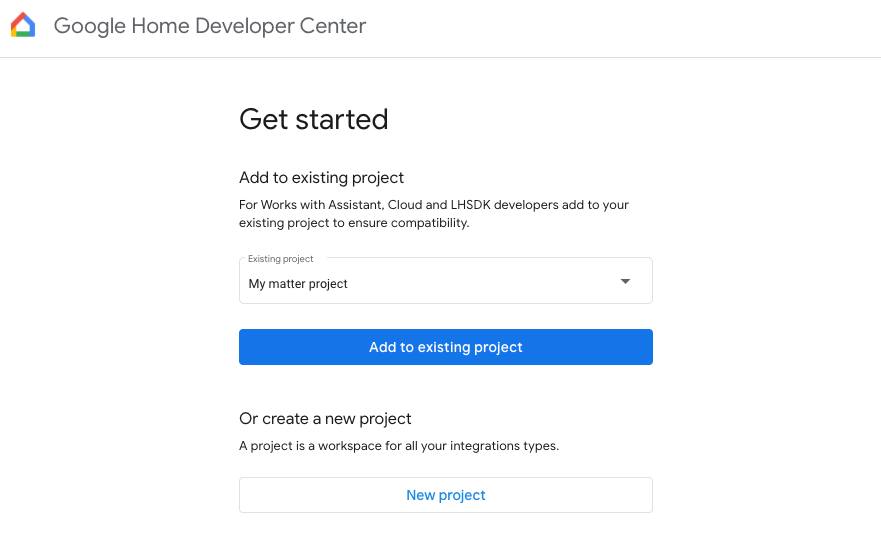 Google Home Developer Center の入手
開始済み