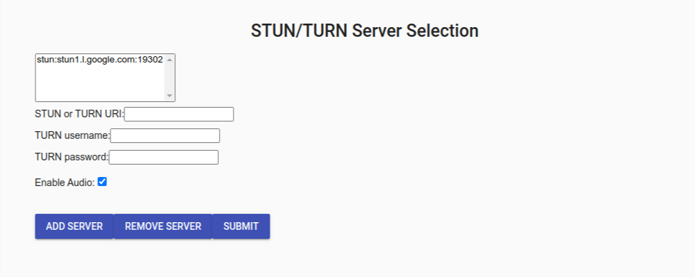 مربّع اختيار خادم STUN/TURN