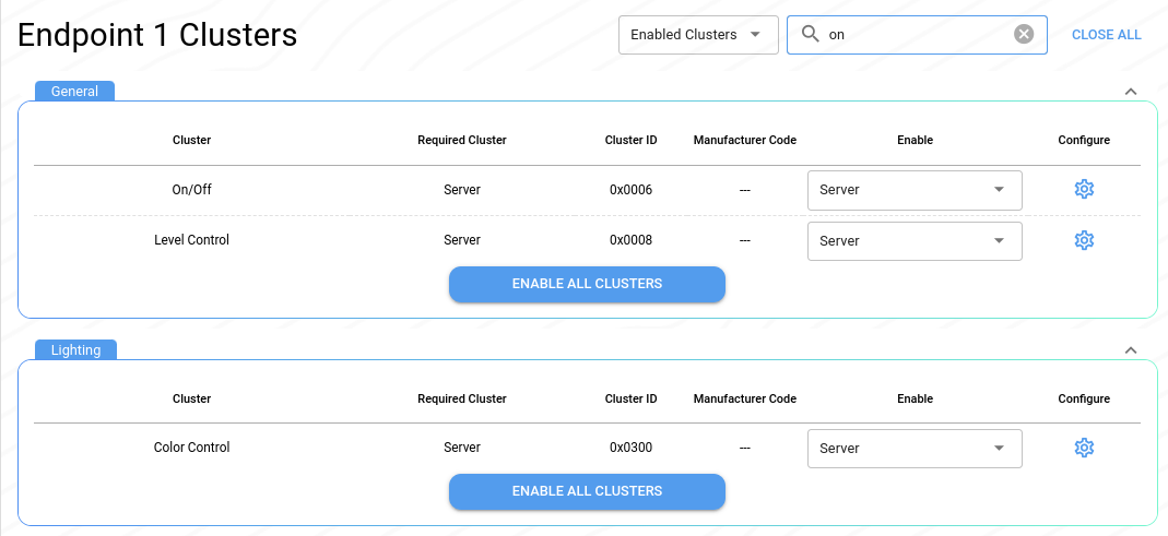 Clusters ativados para ZAP